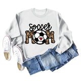 Soccer Mom Football Love Letter Leopard Rundhals Herbst/Winter Langarm Pullover Damen