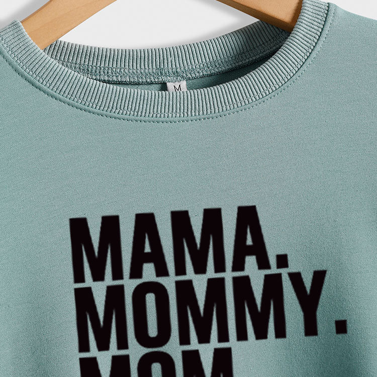 MAMA MOMMY MOM Fashion Letter New Long Sleeve Round Neck Sweater