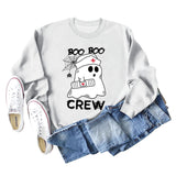 BOO BOO CREW Pullover mit Buchstabendruck, Rundhalsausschnitt, Herbst und Winter, langärmelig, Übergröße, Damen