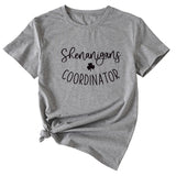 Simplified Letter Shenanigans Coordinator Round Neck Short Sleeve T-shirt