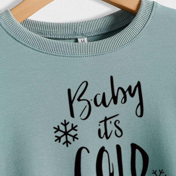 Pull à col rond pour femme, haut avec lettres imprimées, il fait froid dehors, automne et hiver