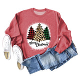 MERRY Christmas Brief Plaid Leopard Print Weihnachtsbaum Pullover Mädchen