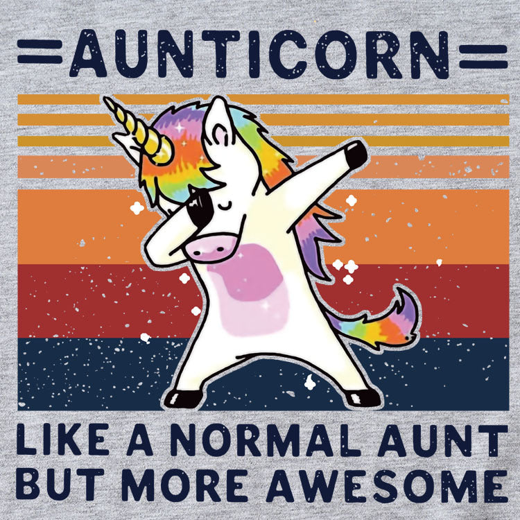 AUNTICORN Licorne Imprimé Haut À Manches Courtes Lâche Décontracté Grand T-shirt Femme Bas