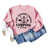 CAMP SUNSHINE FRIENDS COL ROND LETTRES LAMPE CAMPING SWEAT-SHIRT À MANCHES LONGUES