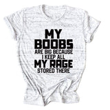 MY BOOBS ARE BIG LETTERS Women's Short-sleeved Loose Round Neck T-shirt