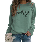 Nurse Letter Round Neck Fashion Backed Women's Long Sleeve Sweater