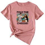 Fold The Cheese Fashion Womens Interesting Pattern Round Neck Short Sleeve T-shirt