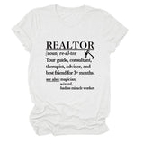 REALTOR LETTER LOOSE WOMEN'S CASUAL CREWNECK SHORT SLEEVE FASHION T-SHIRT TOP