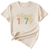 Round Neck 1979 Women's T-shirt Vintage Letter Printing Short Sleeve