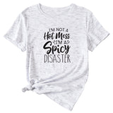 I'm Not A Hot Mes I'm Round-neck Fashion Women's Loose Letter Short Sleeve