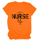 NURSE Life Letter Round Neck Loose Short Sleeve Casual T-shirt WomanT-Shirt