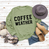 Buchstabe COFFEE WEATHER Modischer langärmliger Pullover mit Rundhalsausschnitt für Damen