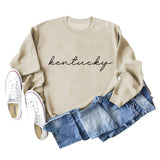 Kentucky Letter Loose Rundhals Mode Lässig Langarm Pullover für Damen in Übergröße