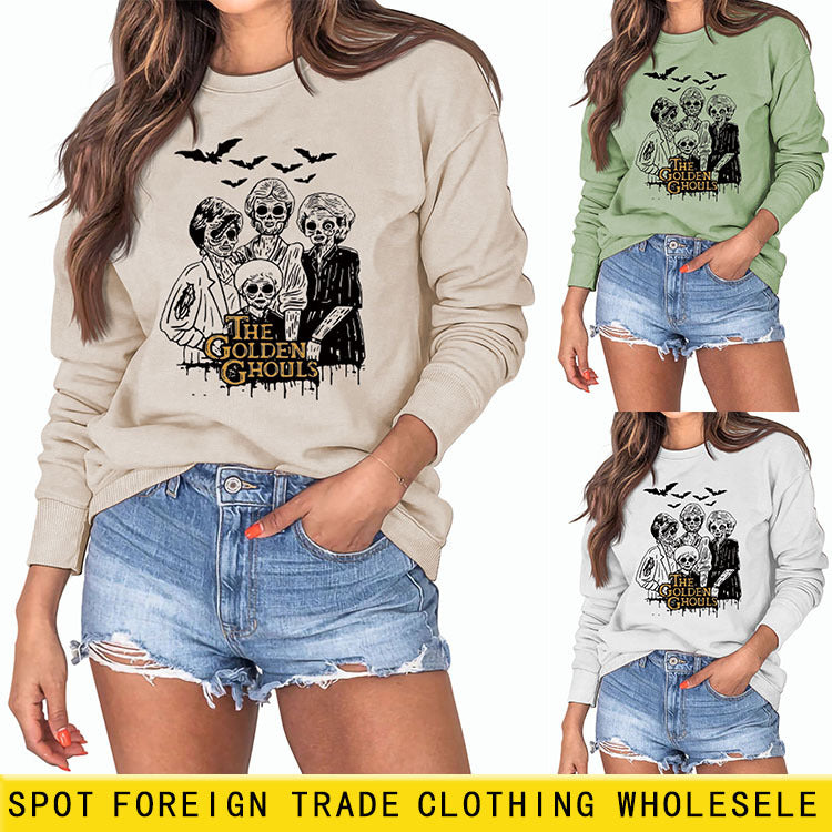 The Golden Ghosts Base lettrage décontracté à manches longues pull ample femmes