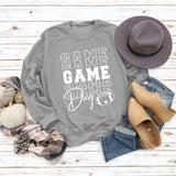 GAME DAY Baseball Letter Round Neck Loose Printing Long Sleeve Leisure Large Size Sweater Girl