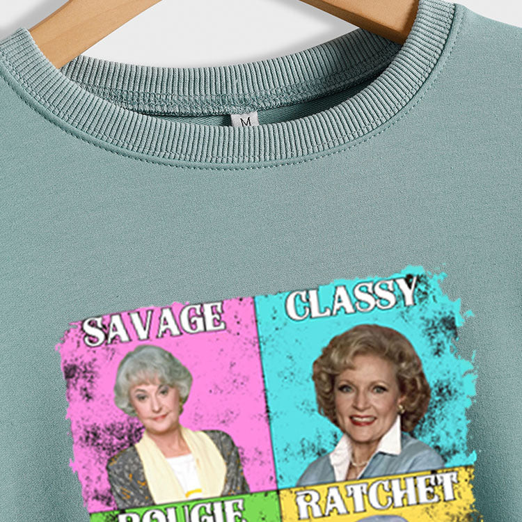 Savage Classy Bougie ample surdimensionné sweat-shirt imprimé à manches longues