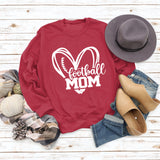 Football Mom Love Letter Printing Base Long Sleeve Ladies Sweater