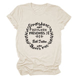 Women‘s Casual Short-sleeved T-shirt with Somewhere Between Letters T-Shirt