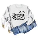 Volleyball Vibes – Sweatshirt mit Volleyball-Alphabet-Aufdruck und modischer Rückseite, langärmelig, Übergröße