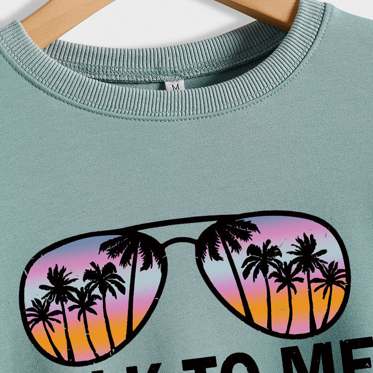 TALK TO ME GOOSE Pull ample à manches longues et col rond avec lettres imprimées