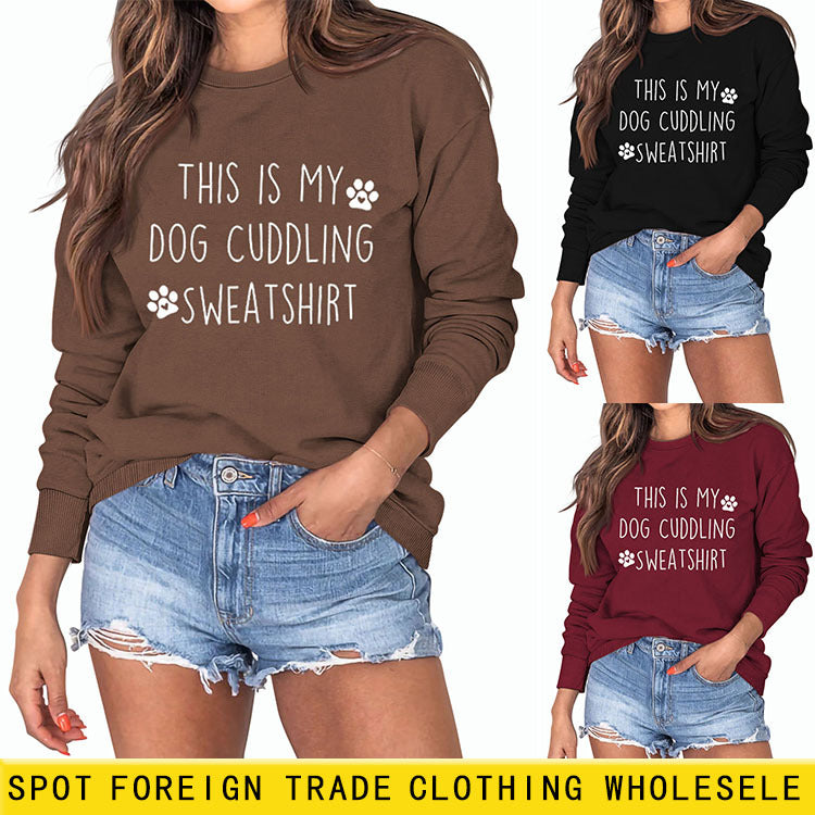 This Is My Dog Mode Lettre Chien Imprimé Loisirs Manches Longues Grand Pull
