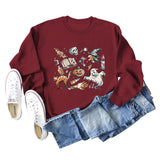 Bottom Crewneck, Loose Print, Long-sleeved Oversized Sweatshirt