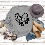 Football Mom Love Letter Printing Base Long Sleeve Ladies Sweater