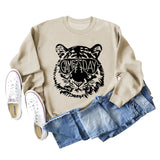 GAME DAY Tigre Lettre Lâche Bas Manches Longues Grande Taille Sweat Femme