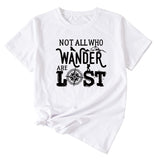 The Letters Not All Who Wander Casual Crewneck Short-sleeved Shirt