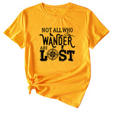 The Letters Not All Who Wander Casual Crewneck Short-sleeved Shirt