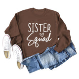 Sister Squad Love Bottom, Loose Crewneck, Long Sleeves, Large Size Sweatshirt Woman