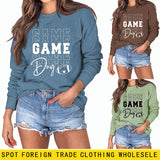 GAME DAY Baseball Letter Round Neck Loose Printing Long Sleeve Leisure Large Size Sweater Girl