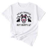 Women's Dead Inside Skull Pattern Summer Crewneck Short Sleeve T-shirt