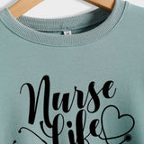 Nurse Life Love Letter Round Neck Loose Bottomed Long Sleeve Women's Sweater