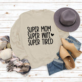 SUPER MOM SUPER WIFE LETTRES COEUR BASE ROBE À MANCHES LONGUES FEMME