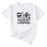 Letter Coffee Is My Love Casual Loose Short-sleeved T-shirt