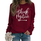 Think Positive Love Letter Print Long Sleeve Loose Sweater