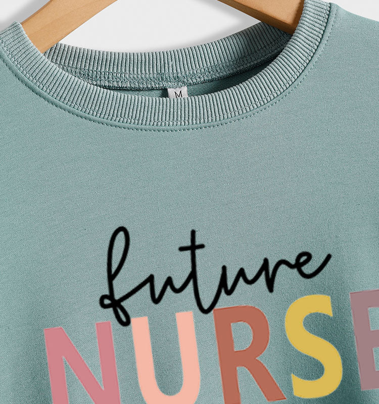 Sweat-shirt décontracté à imprimé lettre Future Nurse pour femmes