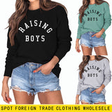 RAISING BOYS LETTRES Lâche FEMME BASE CHEMISE À MANCHES LONGUES SWEAT-SHIRT SURDIMENSIONNÉ