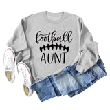 Football Aunt Letter Loose Round Neck Autumn and Winter Plus Size Casual Long Sleeve Sweater Girl