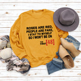 Roses Are Red Autumn and Winter Bottoming Letter Loose Long Sleeve Plus Size Round Neck Sweater