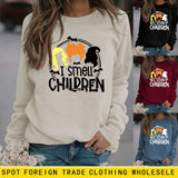 I SENT CHILDREN BAT HAIR LETTRE IMPRIMER SWEAT-SHIRT À MANCHES LONGUES FEMME