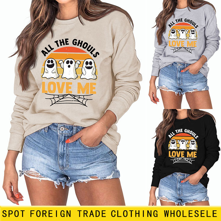TOUTES LES GHOULS LOVE ME LETTRES IMPRIMÉES SWEAT-SHIRT OVERSIZE À MANCHES LONGUES POUR FEMMES