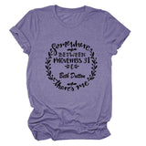 Women‘s Casual Short-sleeved T-shirt with Somewhere Between Letters T-Shirt