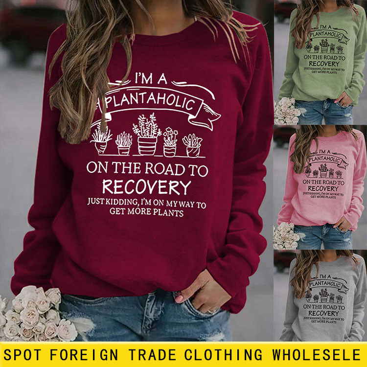 Pull imprimé Hauts à col rond Sweat-shirt imprimé à manches longues