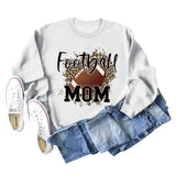 FOOTBALL MOM LETTERS Léopard sous-couche à manches longues surdimensionné pull fille