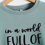 In A World Full Fashion Letter Rundhals Langarm Übergroßer Pullover Mädchen