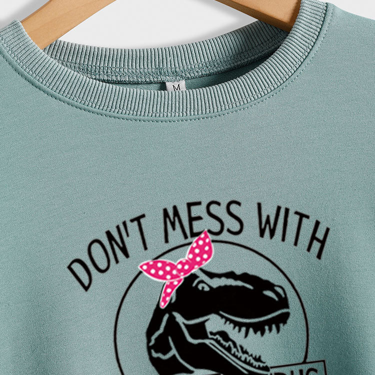 NE PAS MESSER AVEC Lettre Col Rond Lâche Manches Longues Grande Taille Pull Fille