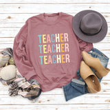 Teacher Letter Round Neck Print Base Long Sleeve Ladies Sweater