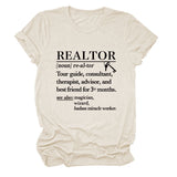 REALTOR LETTER LOOSE WOMEN'S CASUAL CREWNECK SHORT SLEEVE FASHION T-SHIRT TOP